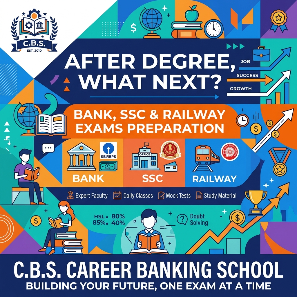 After Degree What Next educational poster and notice by CBS Career Banking School