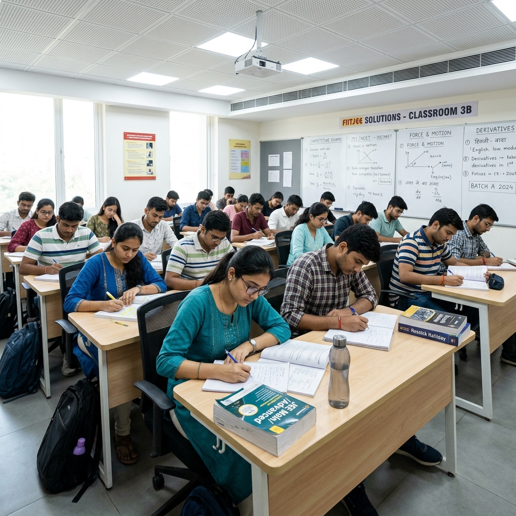 Active student learning classroom inside C.B.S Career Banking School Hanamkonda