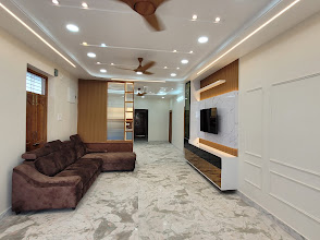 Living room accent wall panels and wooden screen partitions