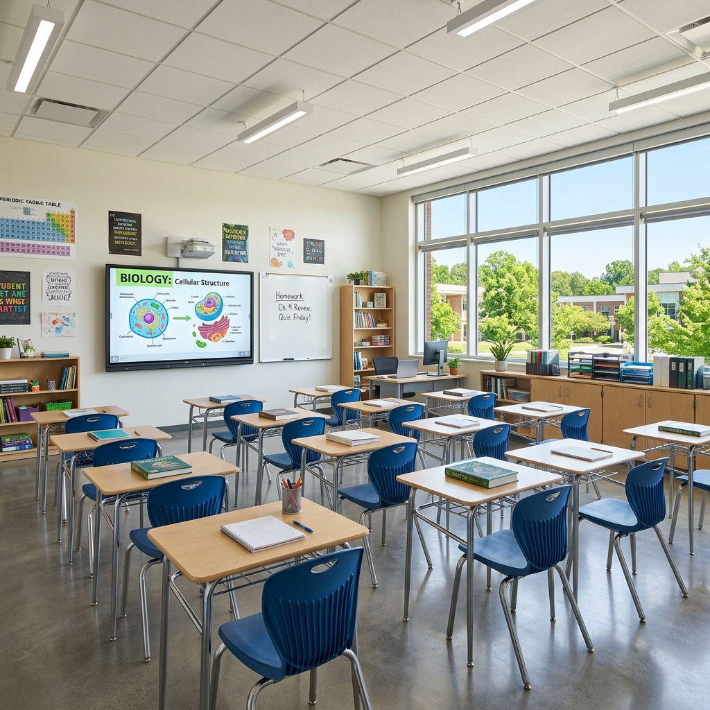 Middle School Students Studying